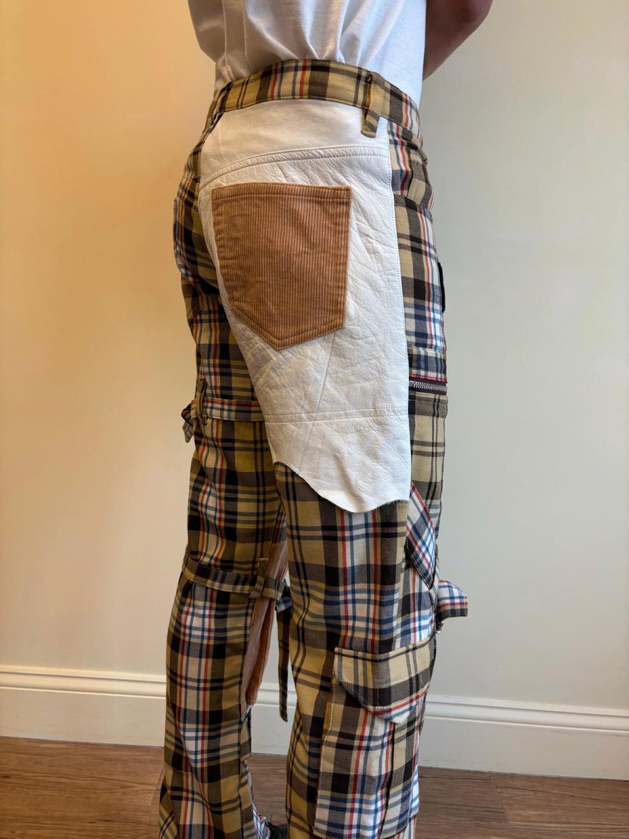 Milkboy Leather Patchwork Plaid Pants product image