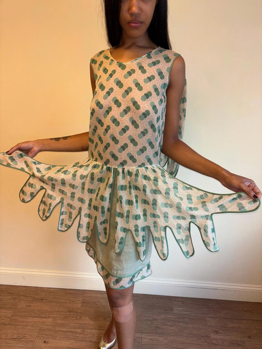 1920s Green Polka Dot Voile Day Dress product image