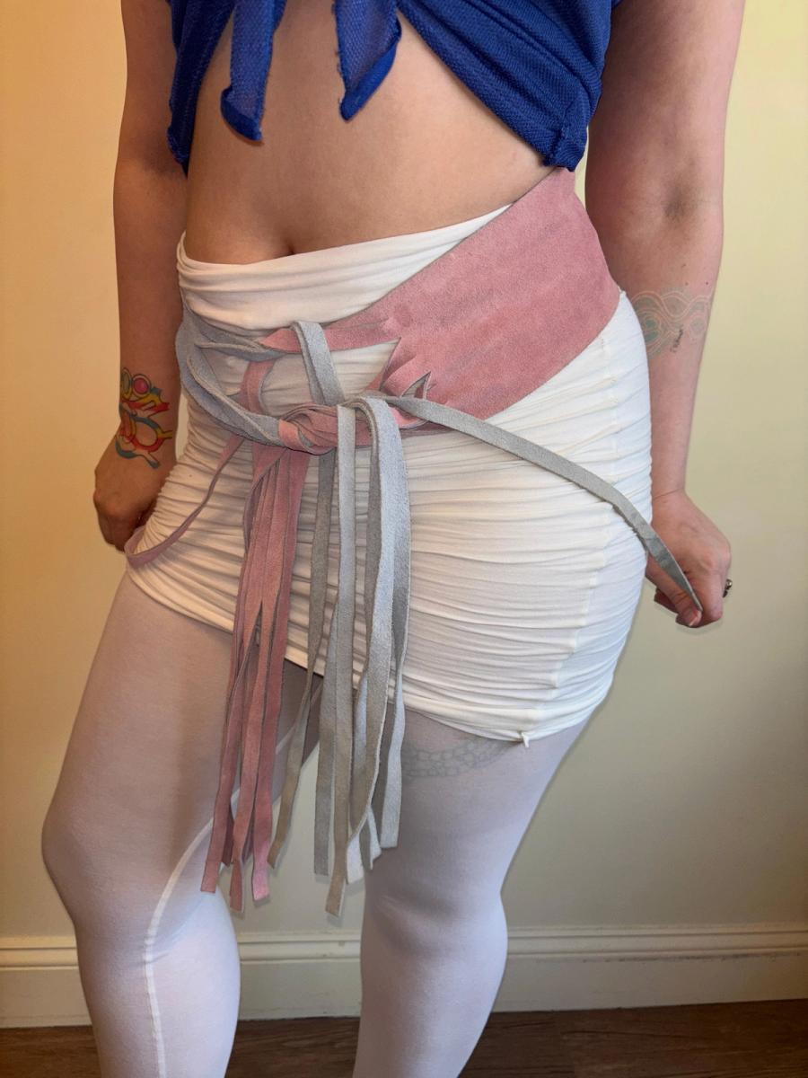 1970s Pastel Buckskin Fringe Belt product image
