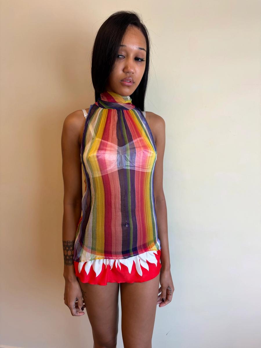 1930s Rainbow Chiffon Crepe Top product image