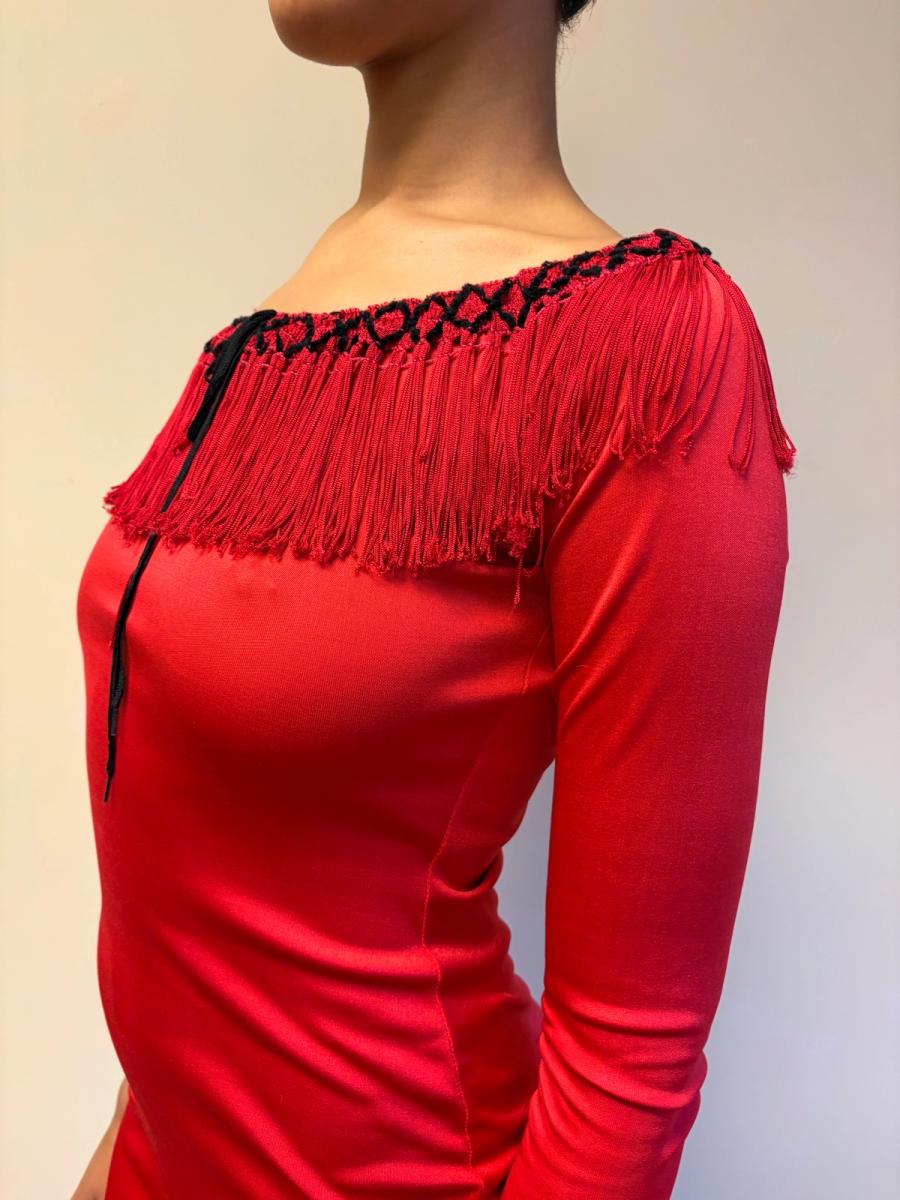 90s Chantal Thomass Red Fringe Dress product image
