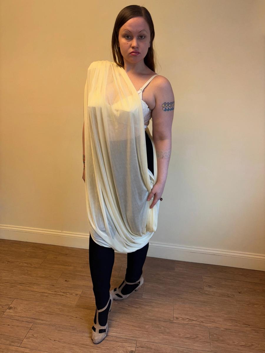 80s Norma Kamali Draped One Shoulder Dress product image