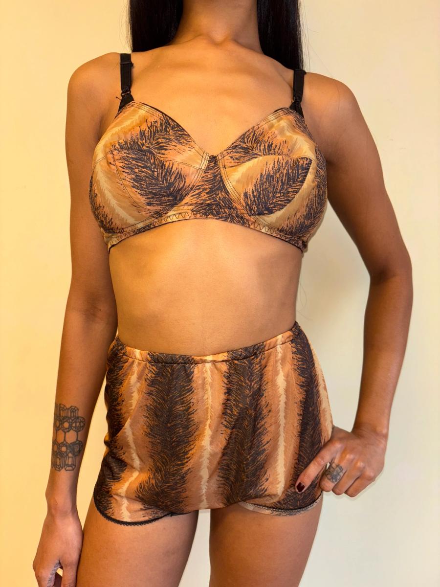 60s or 70s Four Piece Tiger Print Lingerie Set product image