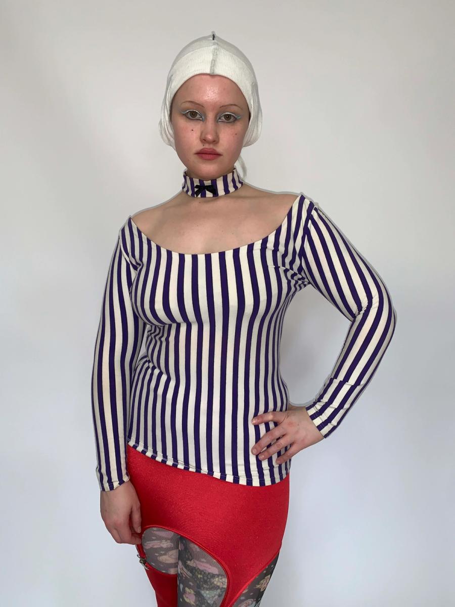 Junior Gaultier 1992 Striped Choker Top 