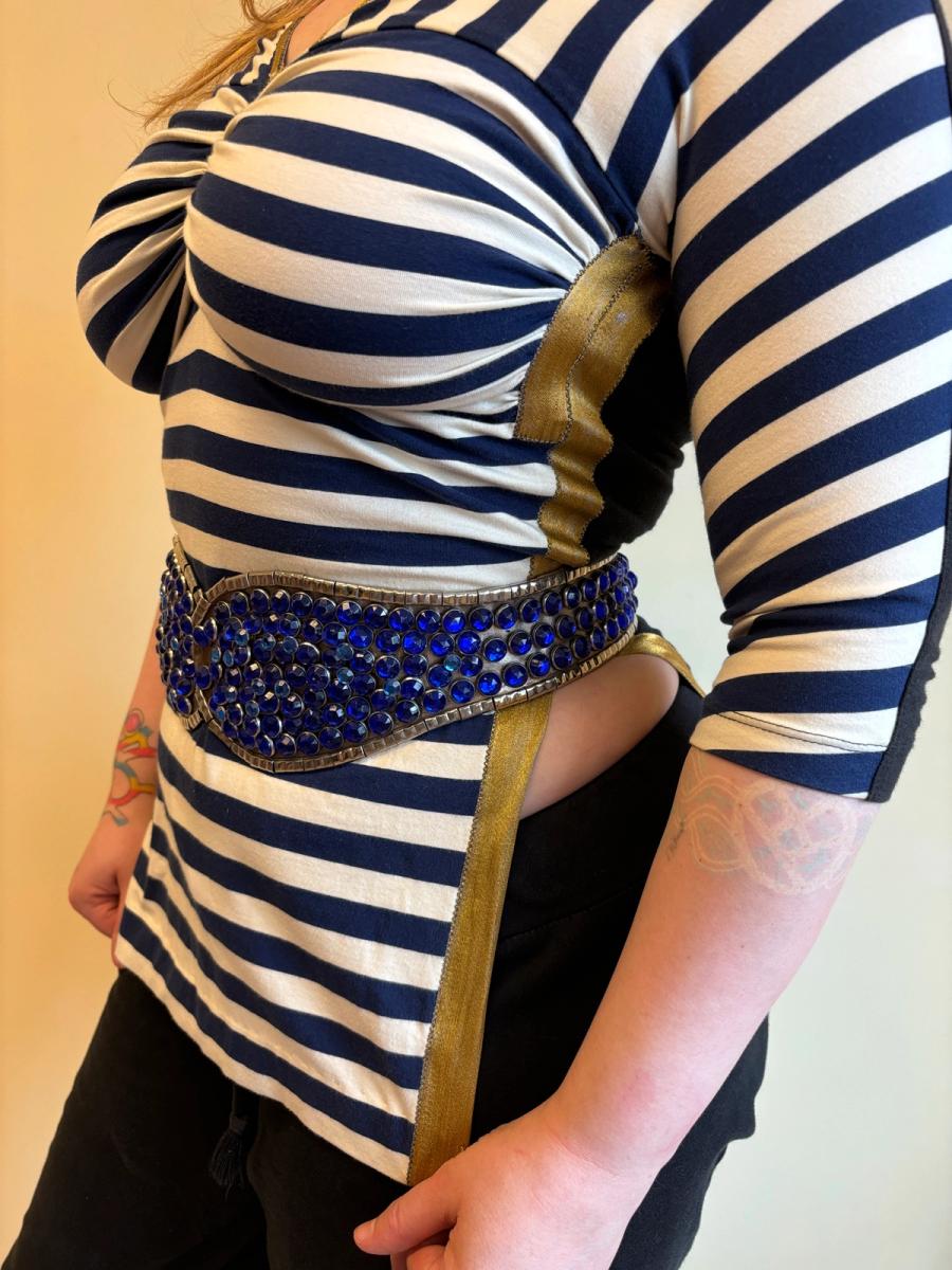 1980s Parisian Designed Blue Gem Encrusted Belt product image
