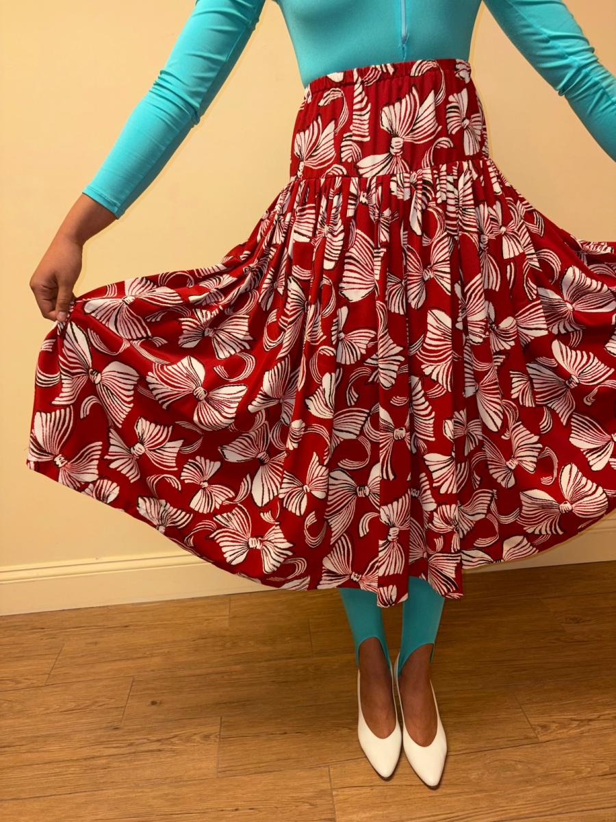 80s Norma Kamali Red Bow Skirt product image