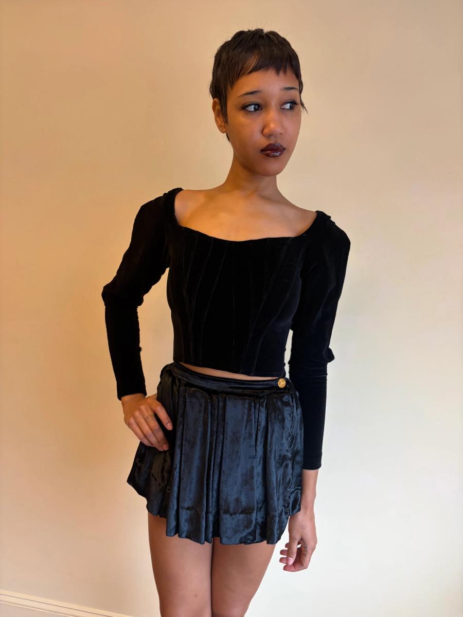Vivienne Westwood Gold Label Panne Velvet Pleated Miniskirt product image