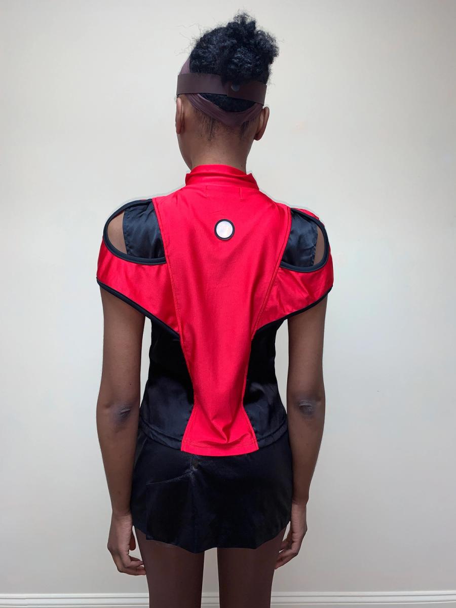 90s Fötus Red and Black Cutout Top product image