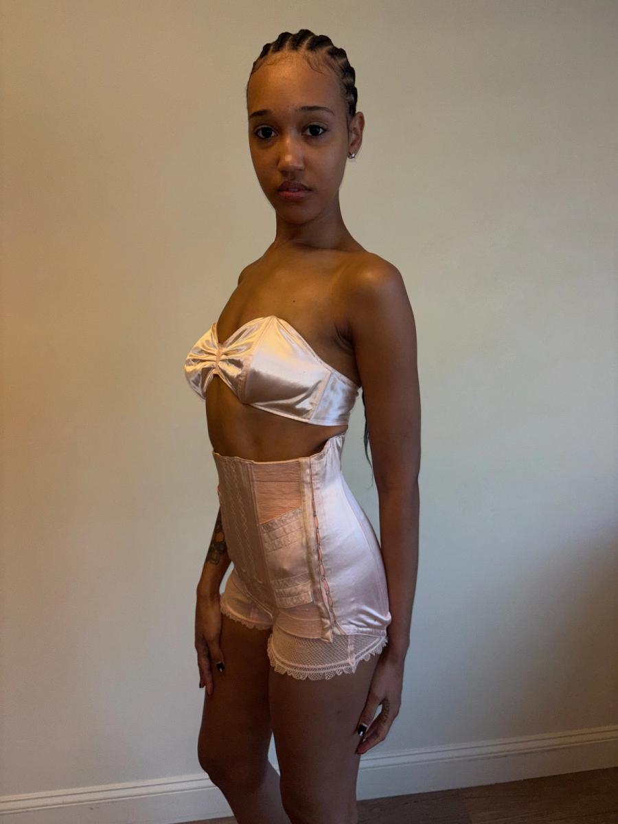 1930s Pink Satin Girdle product image