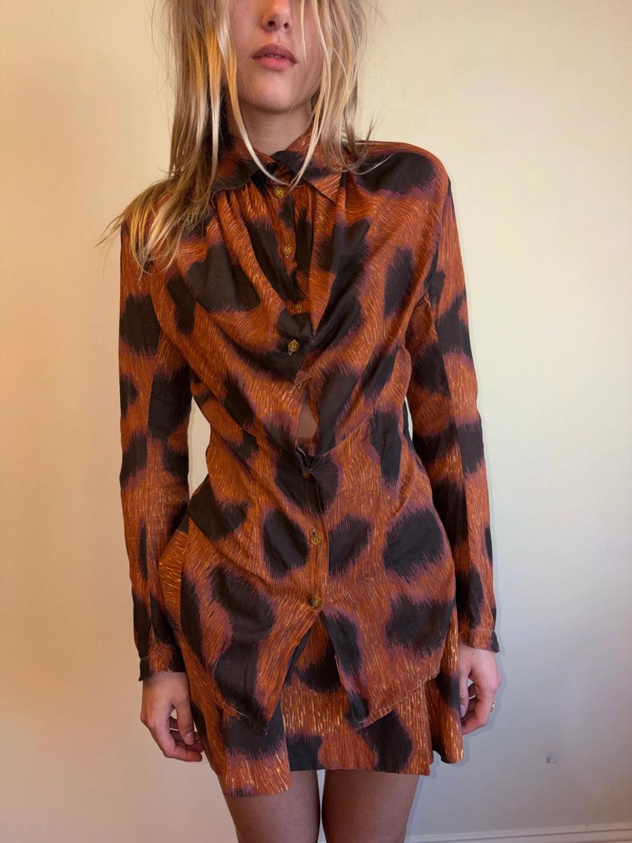 1994 Vivienne Westwood Café Society Voile Leopard Button Up product image