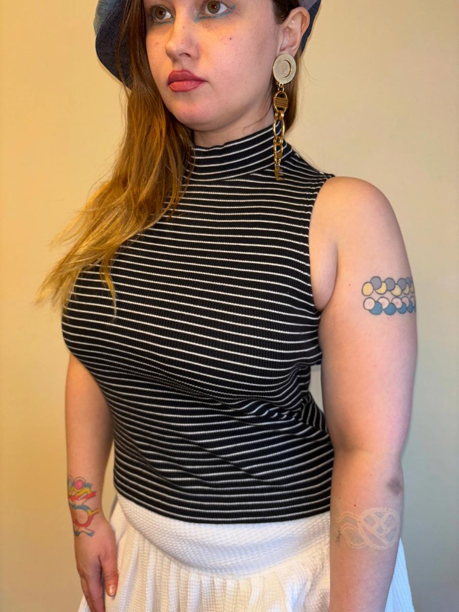 90s Chantal Thomass Striped Ribbed Turtleneck product image