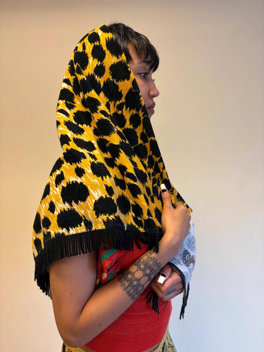 80s Yvan & Marzia Terrycloth Leopard Print Scarf  product image