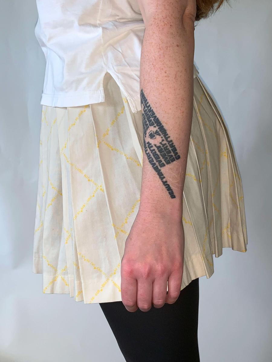 Beauty: Beast Pleated Digital Text Skirt product image