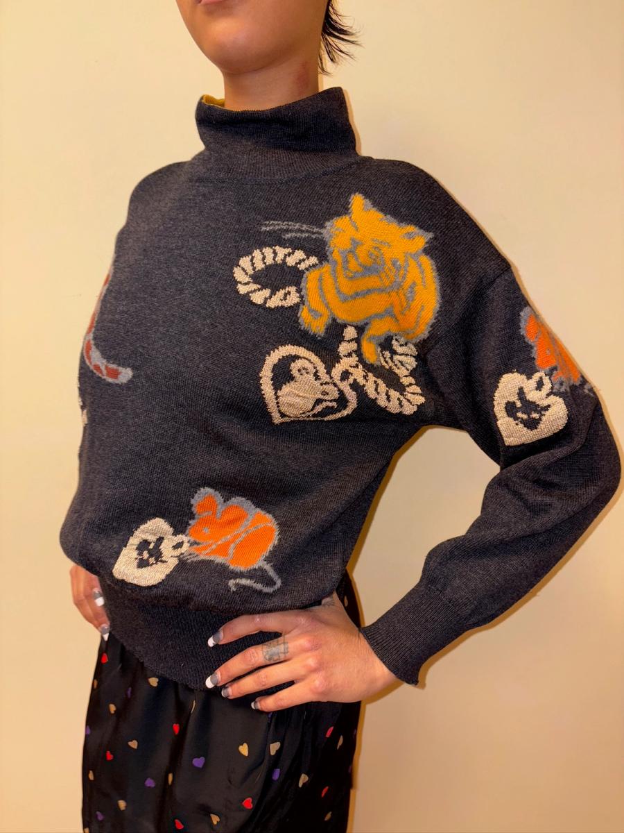 80s Escada Cat and Mouse Sweater product image