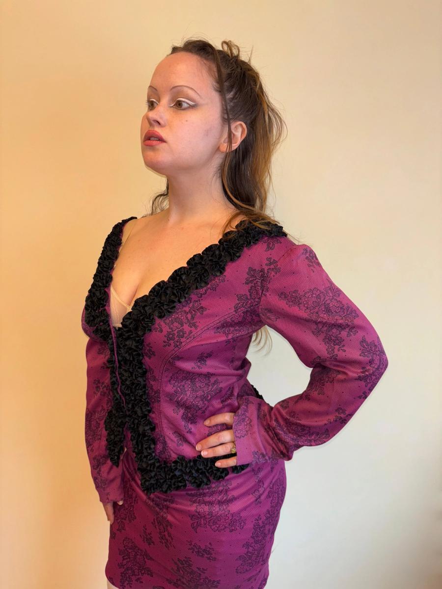 Vintage Chantal Thomass Hot Pink Lace Print Suit product image