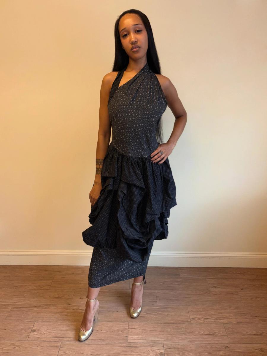 80s Popy Moreni Asymmetrical Ruched Dress product image