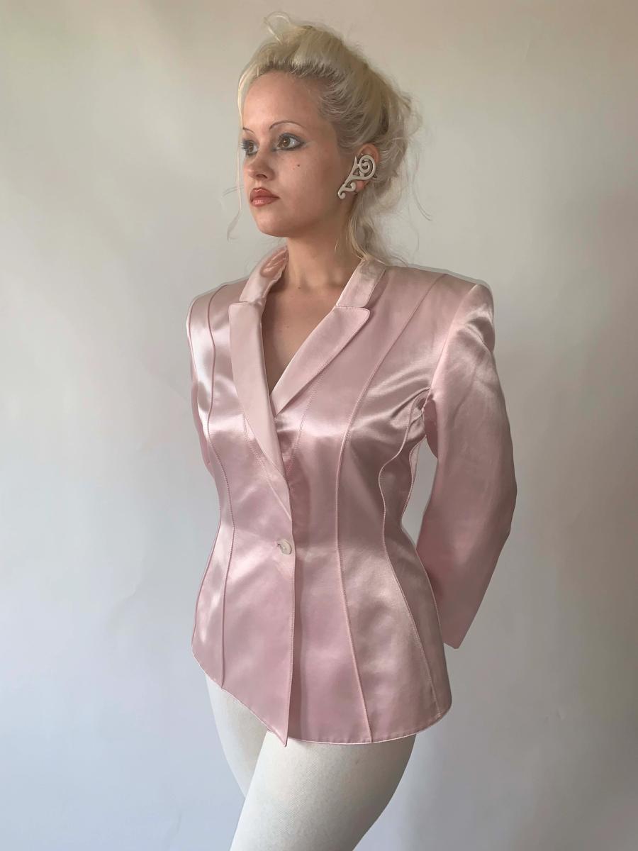 80s Claude Montana Satin Blazer product image