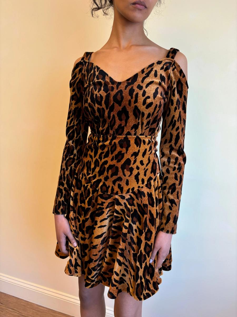 80s Norma Kamali Velvet Cheetah Print Set product image