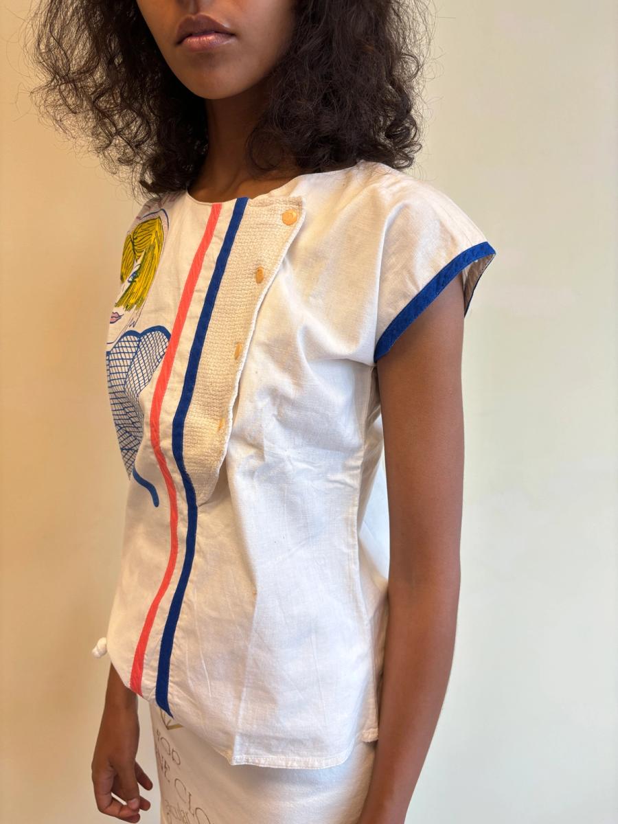 1980s French Illustrated Woman Shirt product image