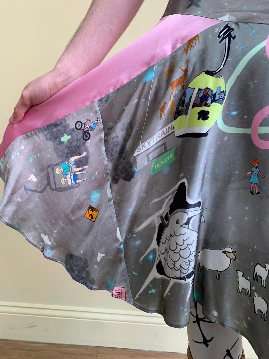 Tsumori Chisato Silk Sporting Map & Text Print Skirt product image