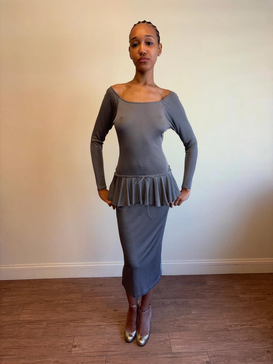 Vintage Chantal Thomass Pewter Drop Waist Ruffle Dress product image