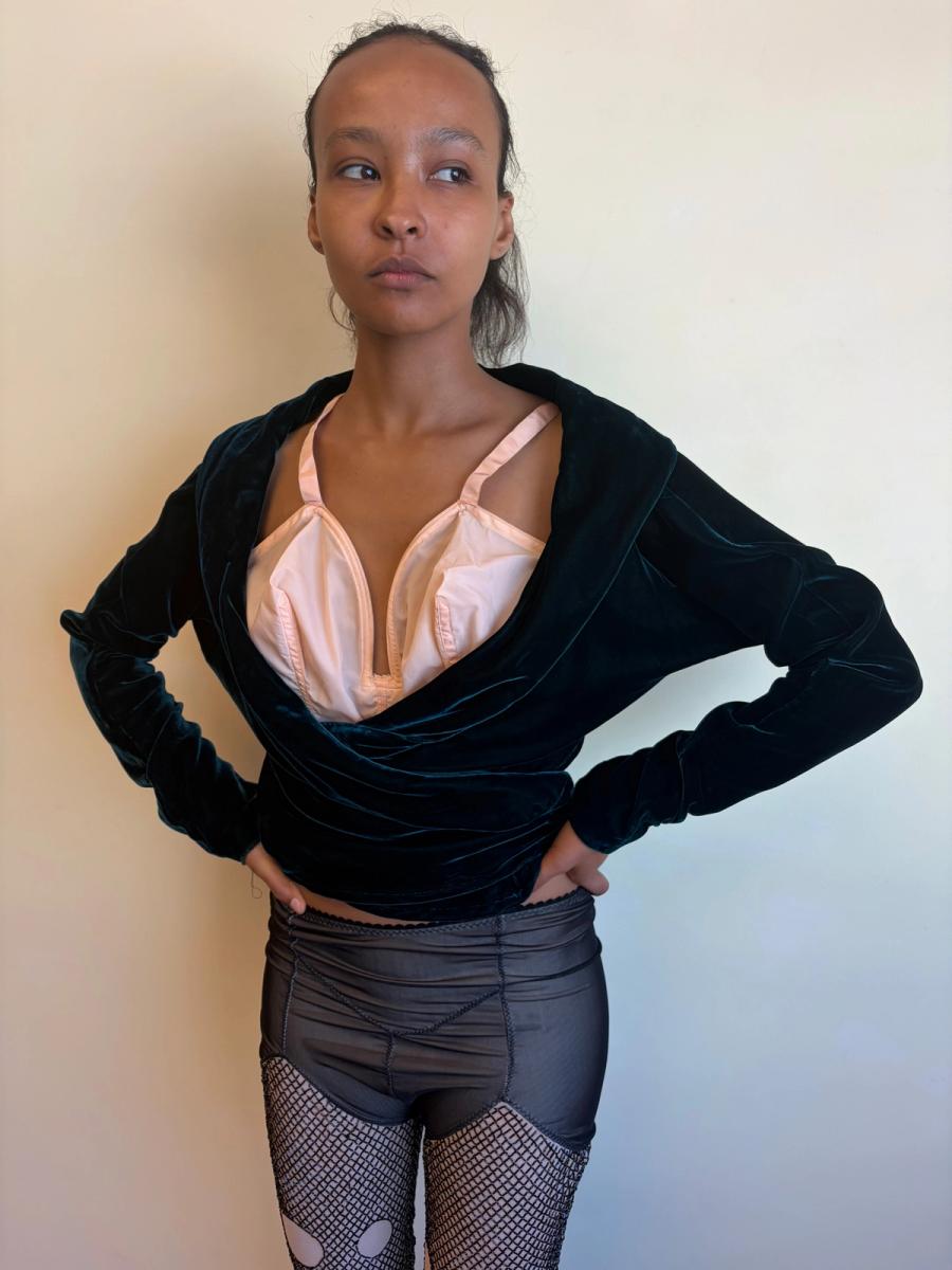 90s Katharine Hamnett Green Velvet Blouse product image