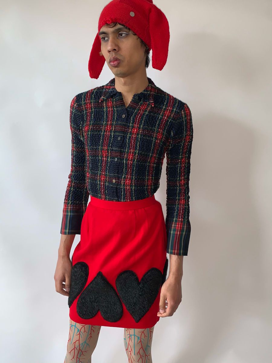 80s Atsuki Onishi Fur Heart Pencil Skirt product image