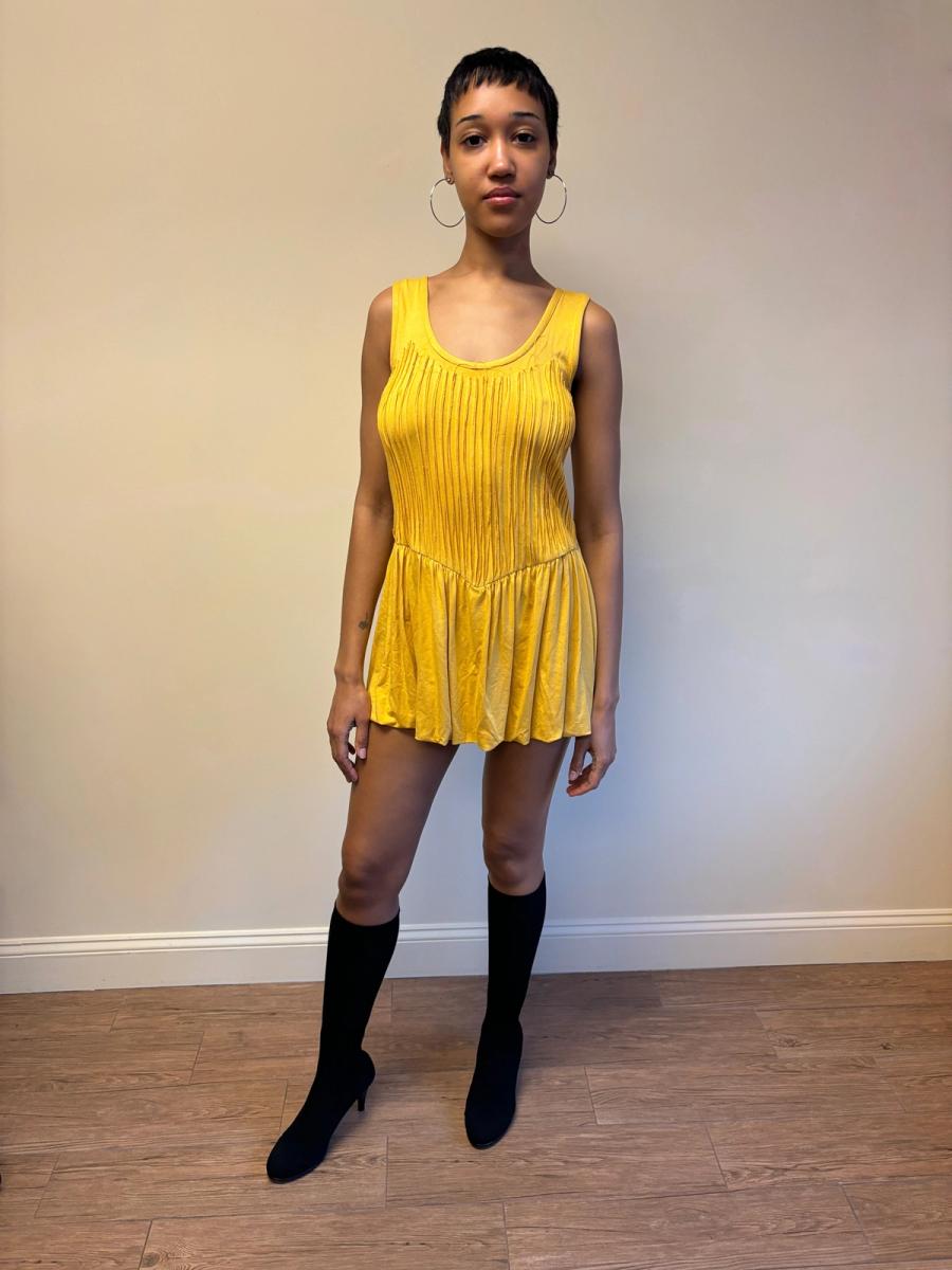 80s Koos Van Den Akker Shredded Yellow Bubble Dress product image