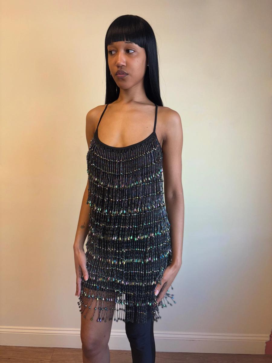 1980s Helen Storey Beaded Tassel Dress product image