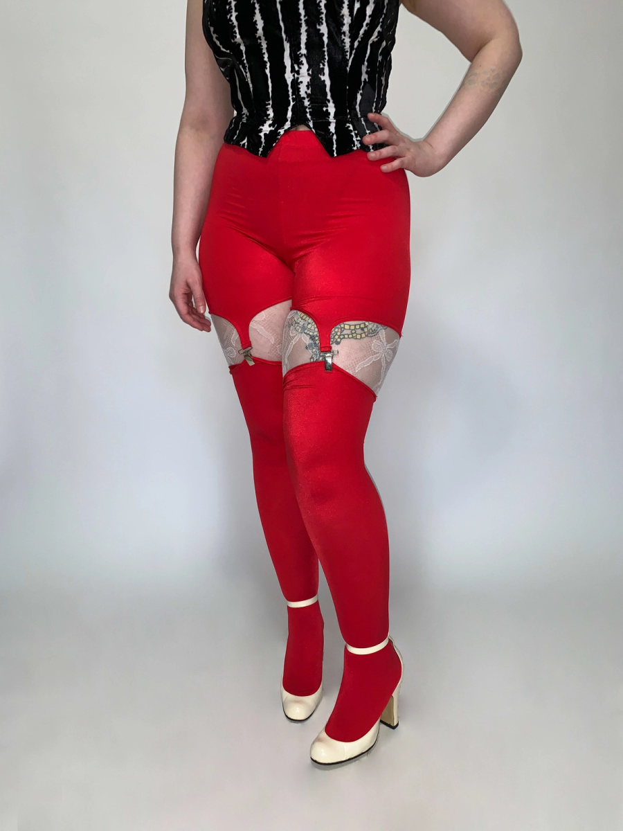 80s Deadstock Spandex Garter Leggings product image