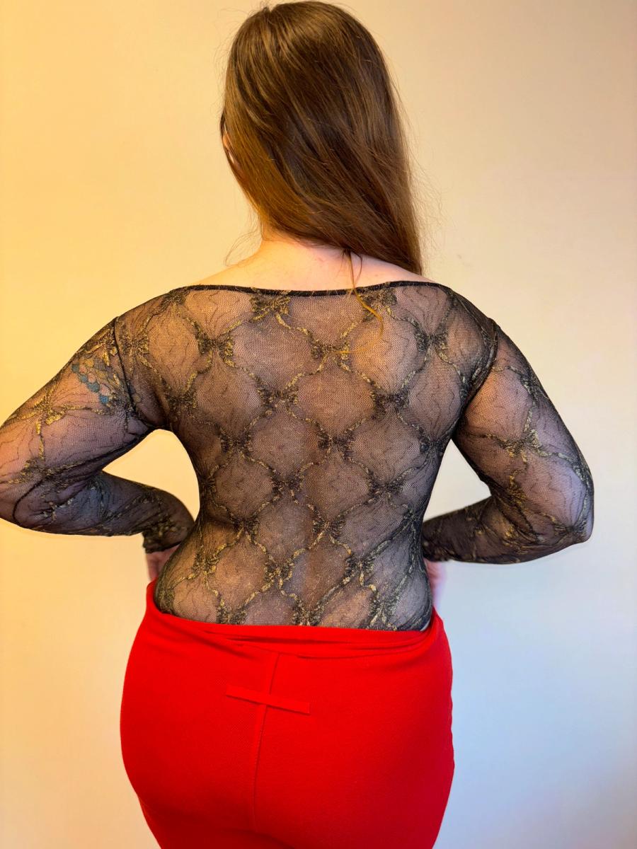 80s Chantal Thomass Moiré Lace Bodysuit with Original Box product image