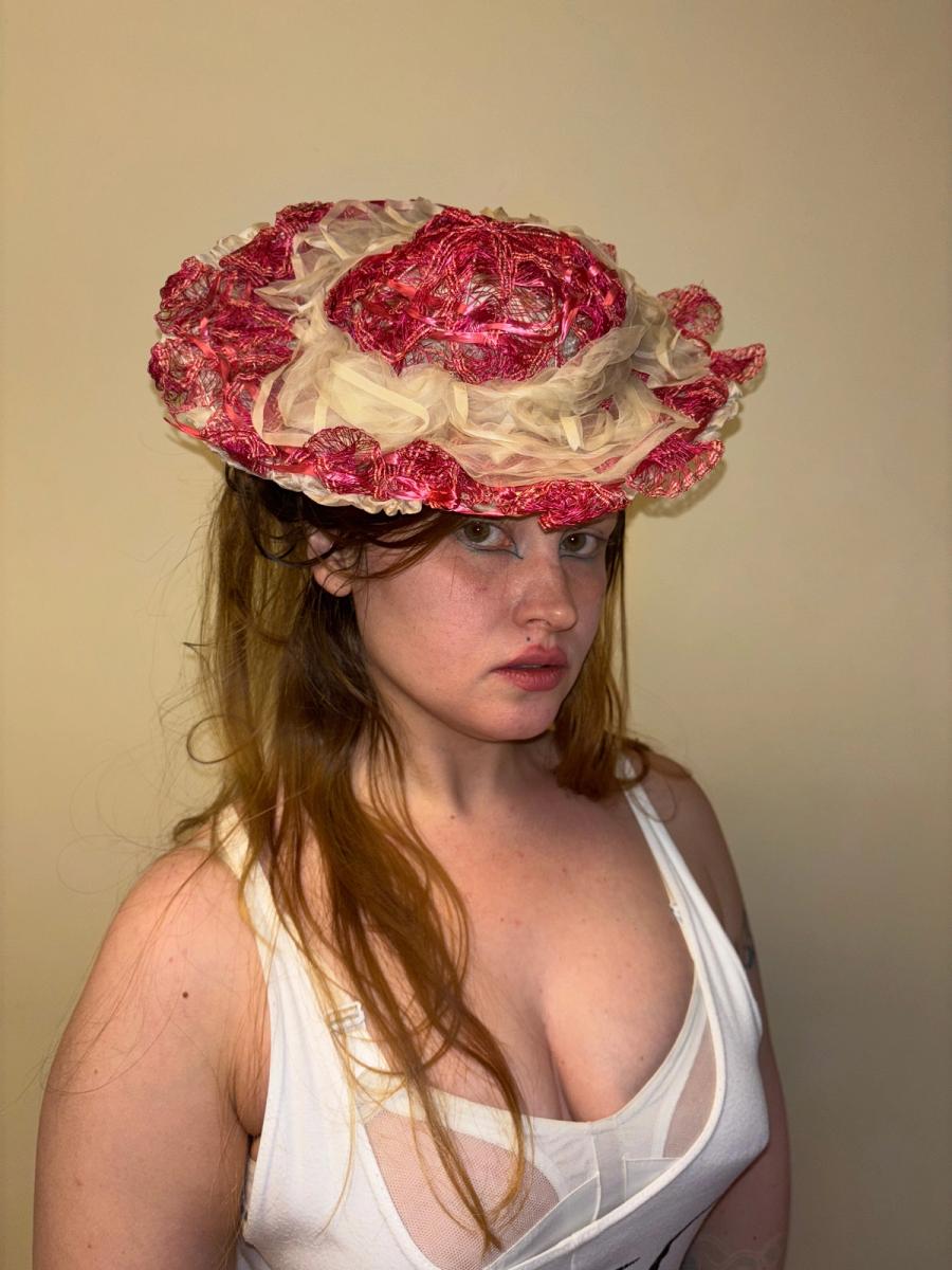 1860s Bright Pink Woven Hat product image