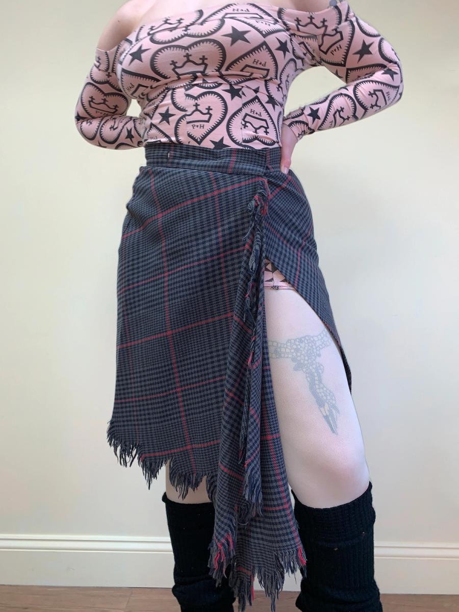 90s Vivienne Westwood Shredded Tartan Skirt product image
