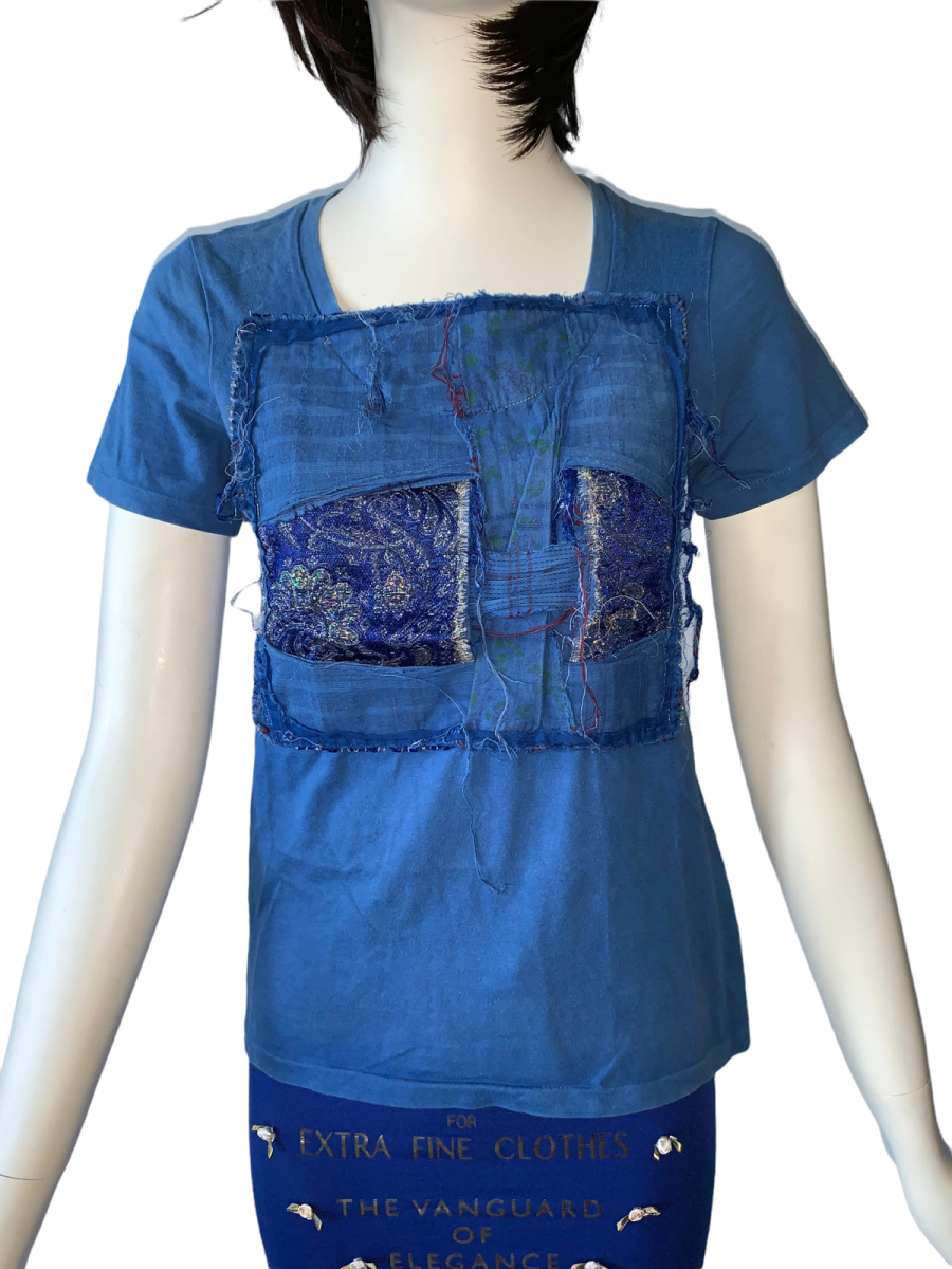 Nozomi Ishiguro Blue Patchwork Top product image