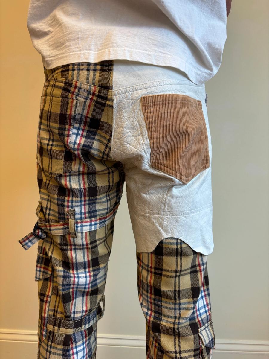 Milkboy Leather Patchwork Plaid Pants product image