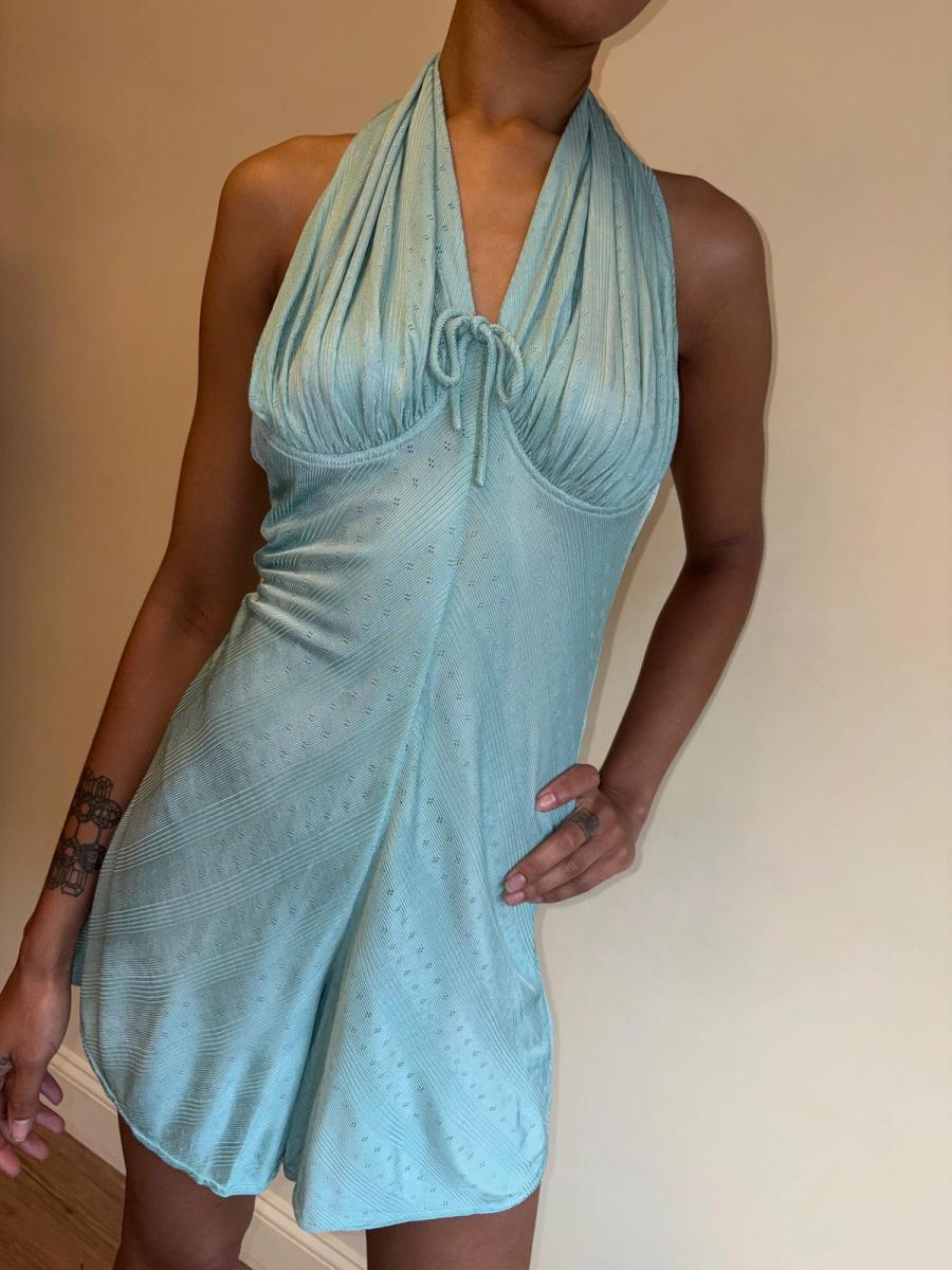 Vintage Chantal Thomass Aqua Halter Romper product image