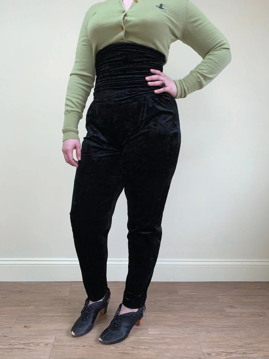 80s Norma Kamali Ultra High Waist Velvet Pants product image