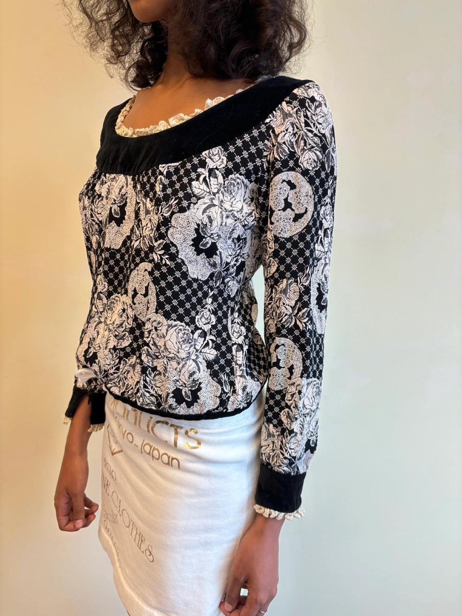 80s Chantal Thomass Velvet Floral Top product image