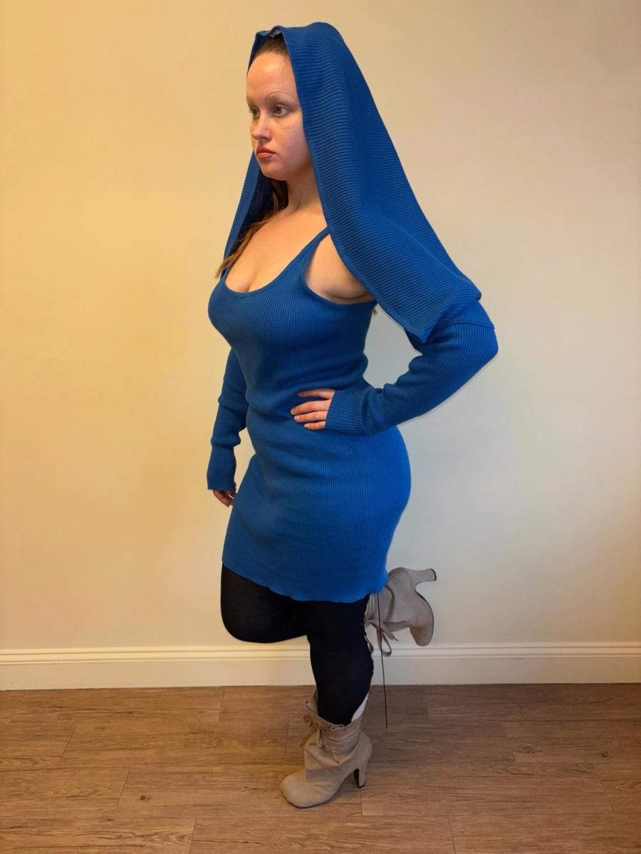 80s Angelo Tarlazzi Blue Dress with Shrug product image
