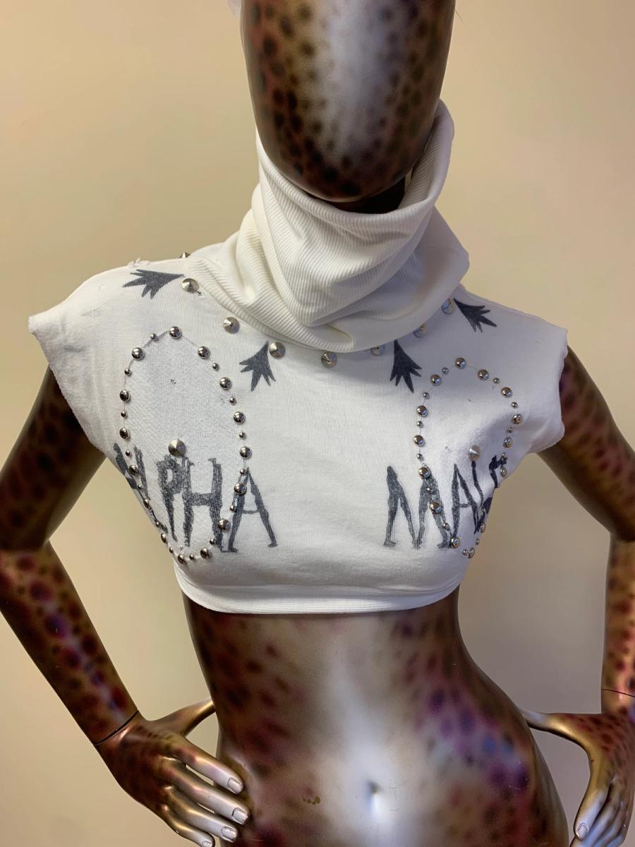 Alpha Male Studded Cowl Neck Sweatshirt Top  product image