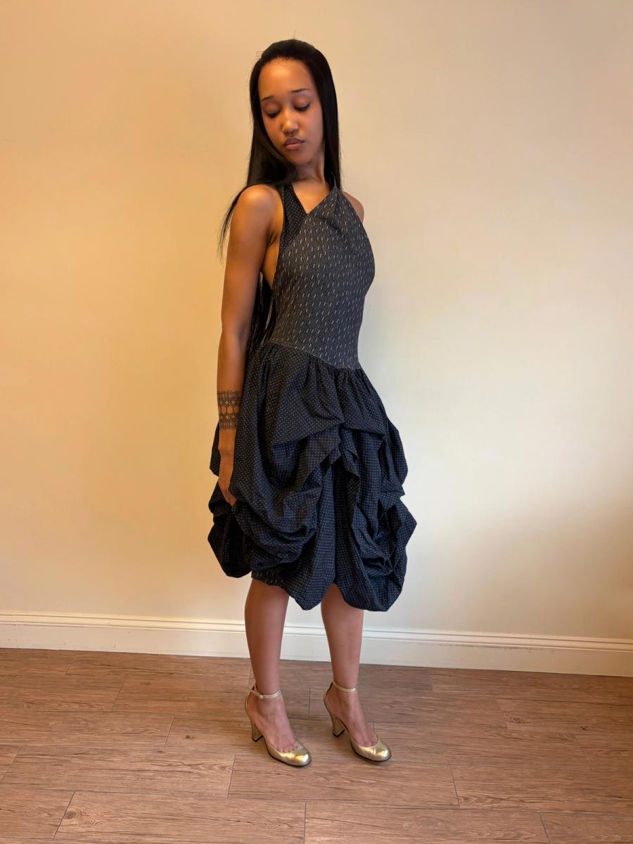 80s Popy Moreni Asymmetrical Ruched Dress product image
