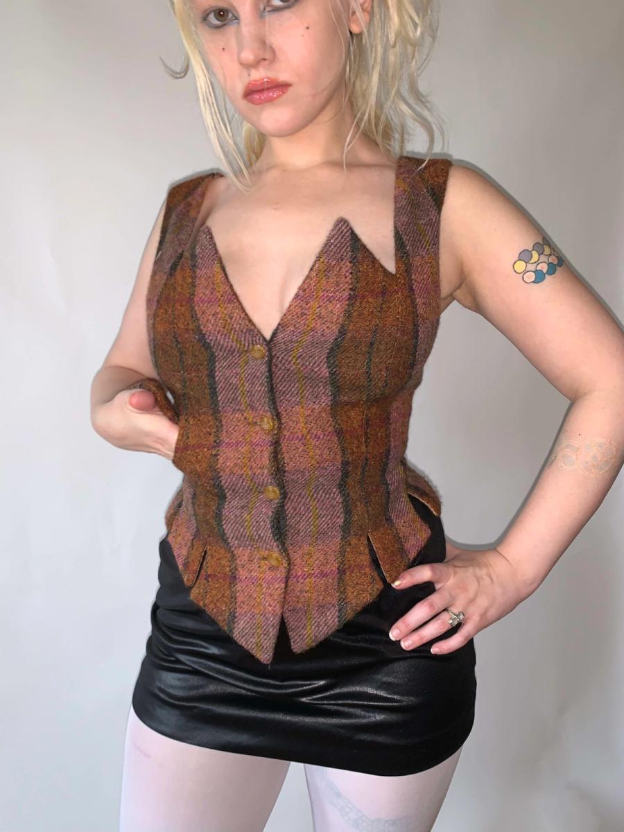 Vivienne Westwood Tartan Vest with Jagged Neckline product image