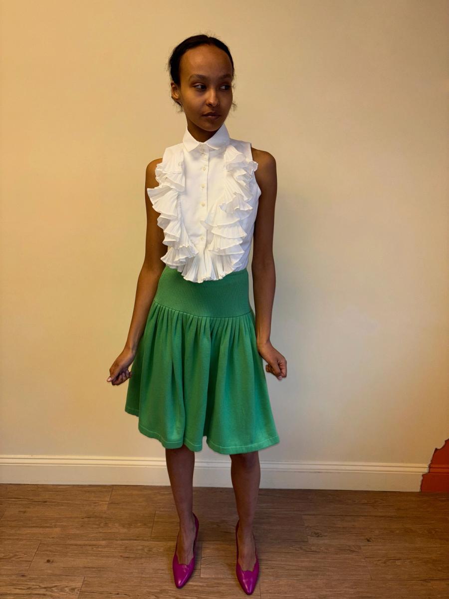 80s Norma Kamali Green Sweat Skirt product image