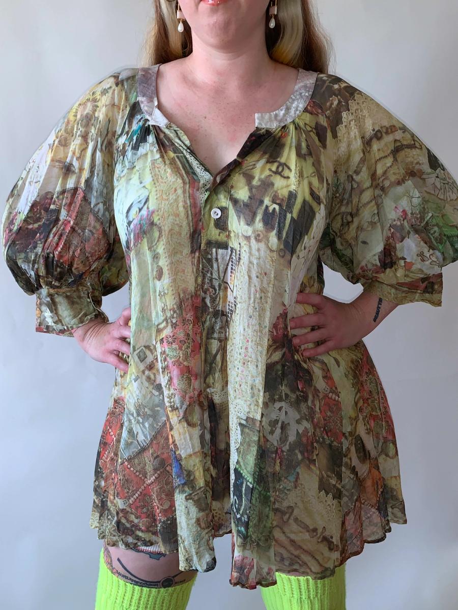 Nozomi Ishiguro Trompe L'oeil Collage Fabric Minidress  product image