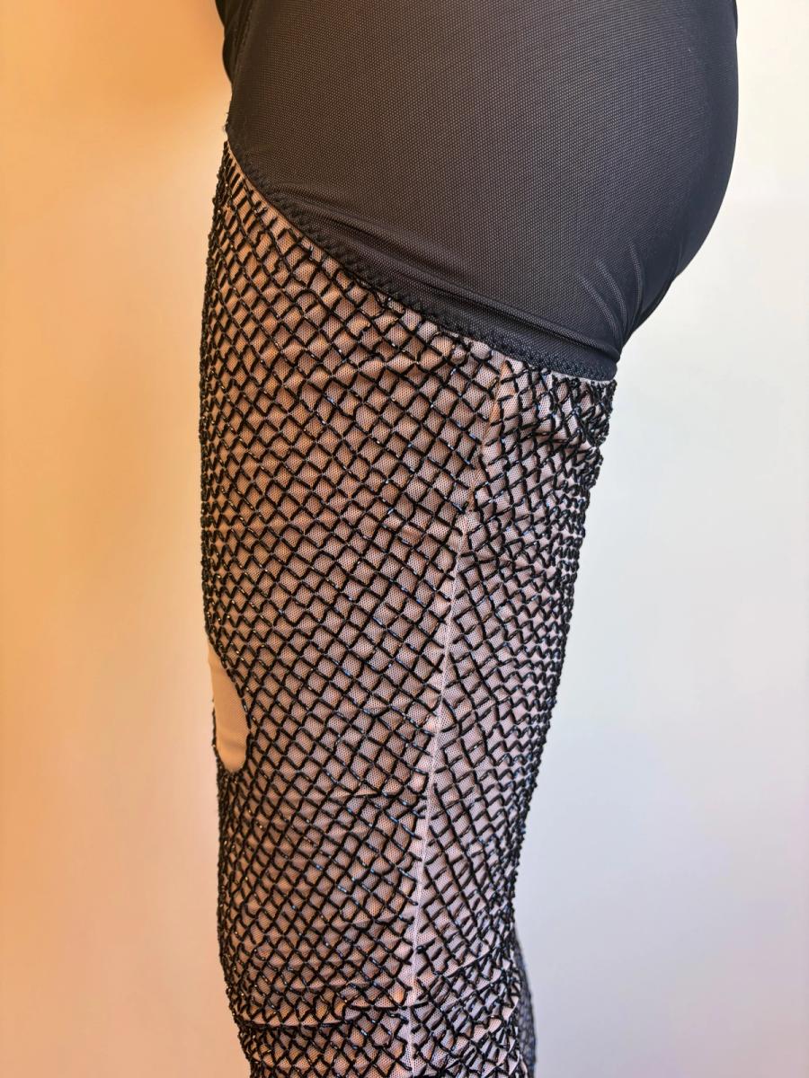 Vintage Marjan Pejoski Beaded Trompe L'oeil "Torn" Fishnet Leggings product image