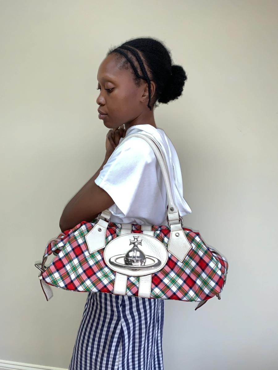 90s Vivienne Westwood Tartan Bag with Large Orb product image