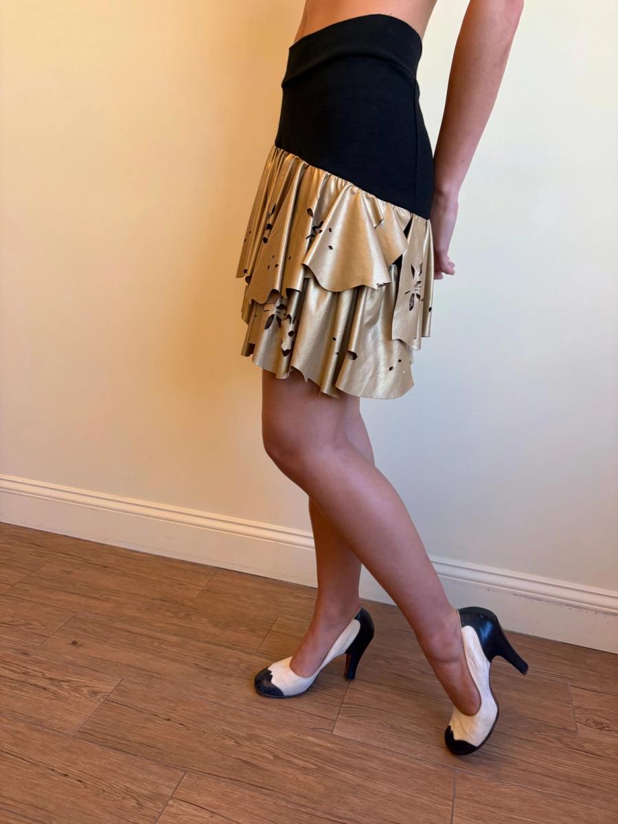 80s Yvan & Marzia Asymmetrical Gold Skirt product image