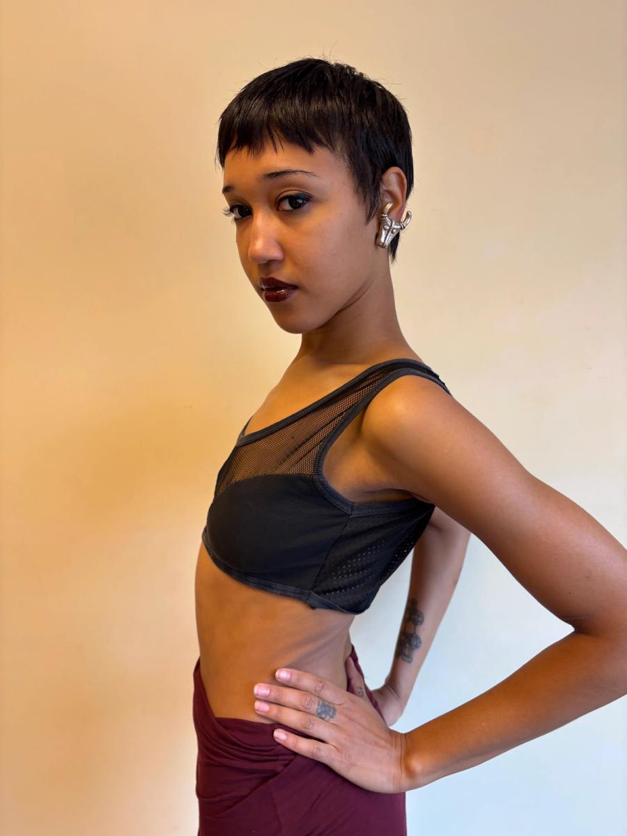 80s Junior Gaultier Mesh Cutout Crop Top product image