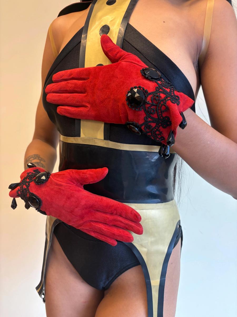 Chantal Thomass Suede Gloves With Jeweled Embellishment  product image