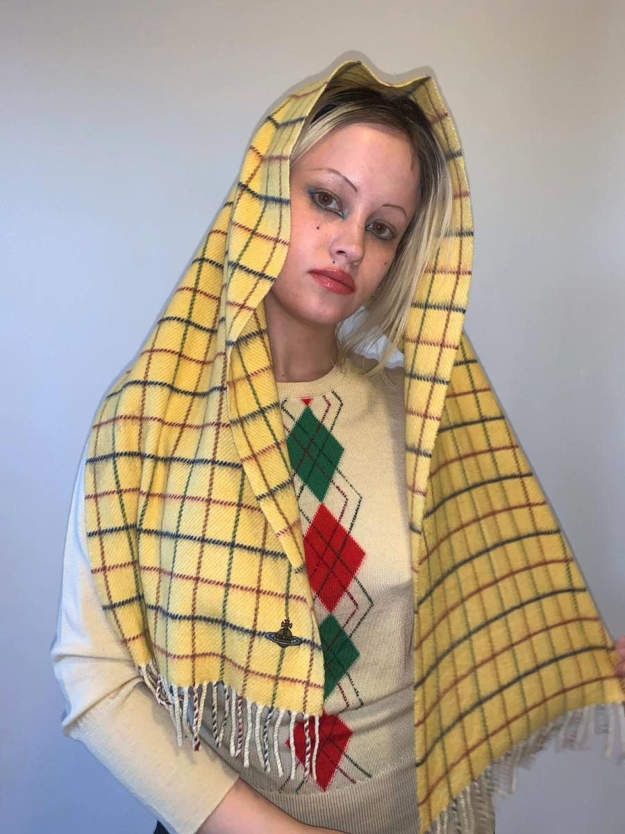 90s Vivienne Westwood Windowpane Plaid Scarf product image